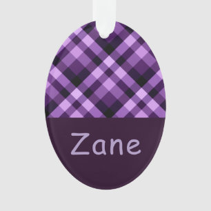 Monograma de Xadrez Roxo de ameixa Ornamento Acríl