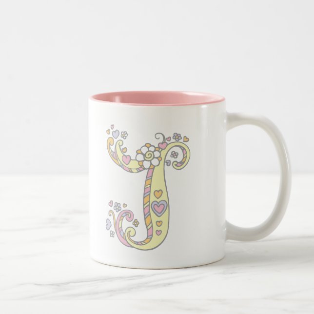 Monograma decorativo, corações e caneca de flores (Direita)