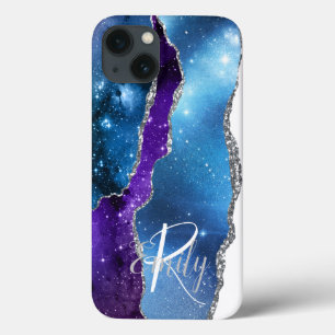 Monograma do Abstrato de Marble Agate Roxo Azul