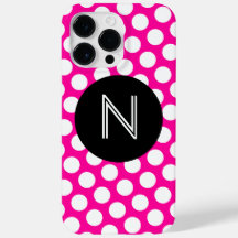 Monograma do Círculo Preto das Bolinhas Rosa e Bra