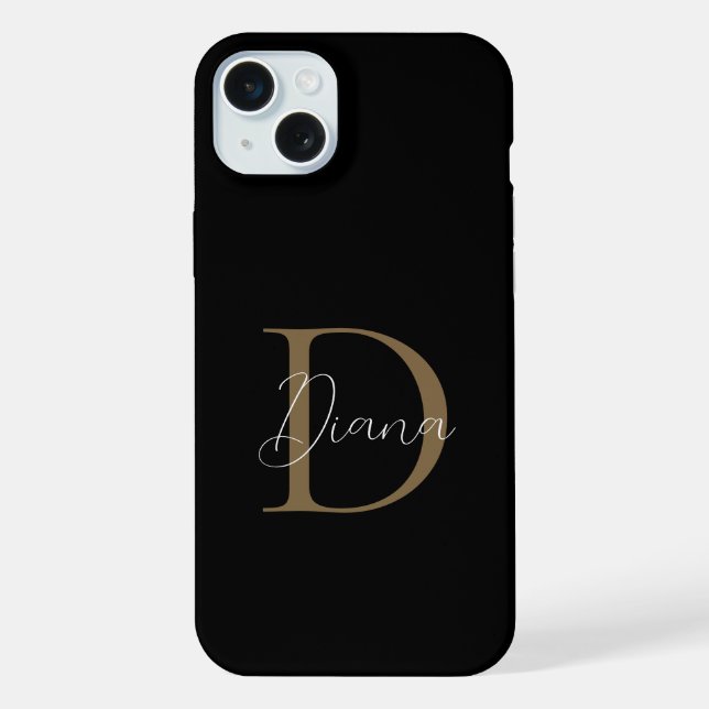 Monograma do Dourado Script Míssy Black Midnight E (Verso)