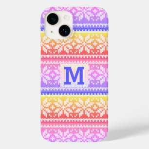 Monograma do Faux Knit de Neve Multicolor