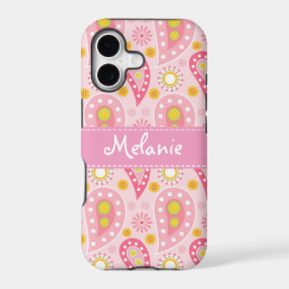Monograma do iPhone de Paisley Rosa Personalizado