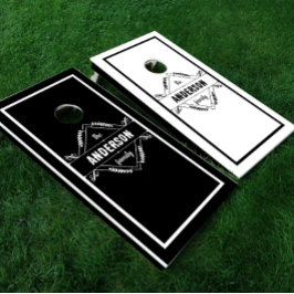 Monograma do Nome da Família Moderno Preto e Branc