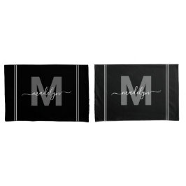 Monograma do Nome do Script Branco Preto