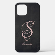 Monograma do nome na moda da Cinza rosa preto