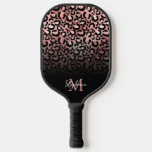 Monograma do Ombre Leopardo Dourado, Rosa, preto
