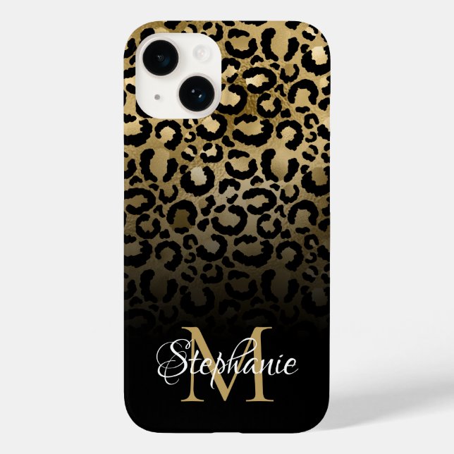 Monograma do Ombre Leopardo Negro e Dourado (Verso)