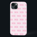Monograma do Padrão Inicial Rosa Moderno Minimalis<br><div class="desc">Capa de telefone de Monograma Inicial Moderno Minimalista Rosa. Crie sua própria capas de iphone personalizada com padrão inicial de repetição personalizado</div>