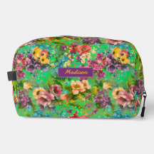 Monograma do padrão verde floral púrpura da vindim