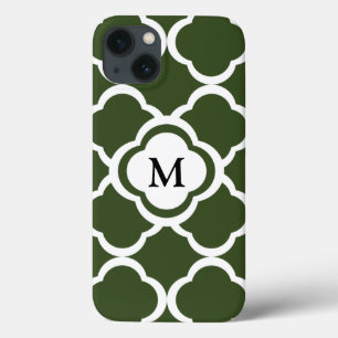Monograma do Quatrefoil Verde e Branco