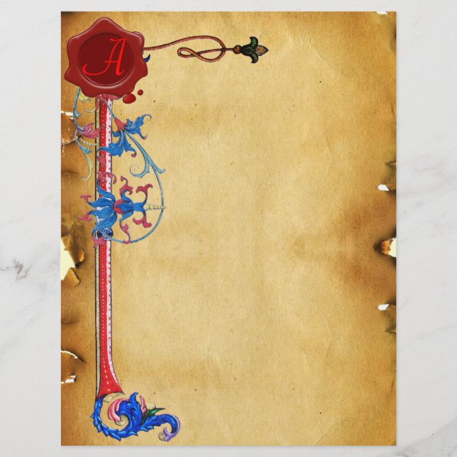 MONOGRAMA DO SELO ANTIGO FLORRENTINE FLORORAL VERM (Frente)