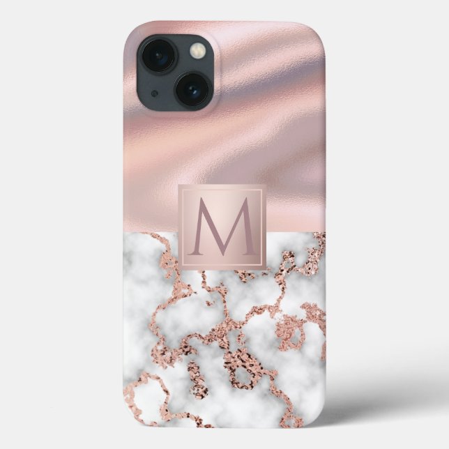 Monograma do Shimmer Foil do Marble Shimmer, Rosa  (Verso)