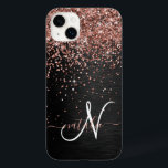 Monograma do Sparkle preto com brilho Dourado com<br><div class="desc">Personalize facilmente essa elegante design de capa de telefone com a moda de com brilho bonito de ouro rosa em um fundo metálico escovado preto.</div>