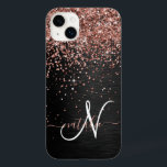 Monograma do Sparkle preto com brilho Dourado com<br><div class="desc">Personalize facilmente essa elegante design de capa de telefone com a moda de com brilho bonito de ouro rosa em um fundo metálico escovado preto.</div>