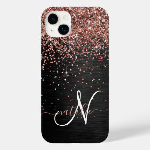 Monograma do Sparkle preto com brilho Dourado com 