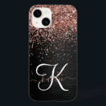Monograma do Sparkle preto com brilho Dourado com<br><div class="desc">Personalize facilmente essa elegante design de capa de telefone com a moda de com brilho bonito de ouro rosa em um fundo metálico escovado preto.</div>