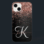 Monograma do Sparkle preto com brilho Dourado com<br><div class="desc">Personalize facilmente essa elegante design de capa de telefone com a moda de com brilho bonito de ouro rosa em um fundo metálico escovado preto.</div>