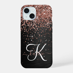 Monograma do Sparkle preto com brilho Dourado com