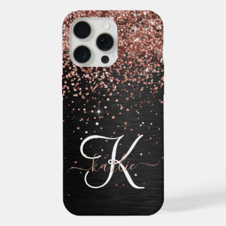 Monograma do Sparkle preto com brilho Dourado com