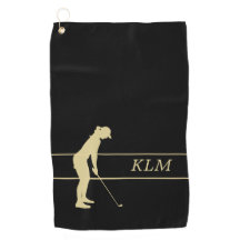 Monograma Dourada Silhouette Mulher Golfer
