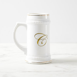 Monograma Dourado C Café Mugs e Canecas de cerveja