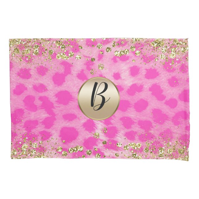 Monograma Dourado com Brilho e Estampa de Guepardo (Frente)