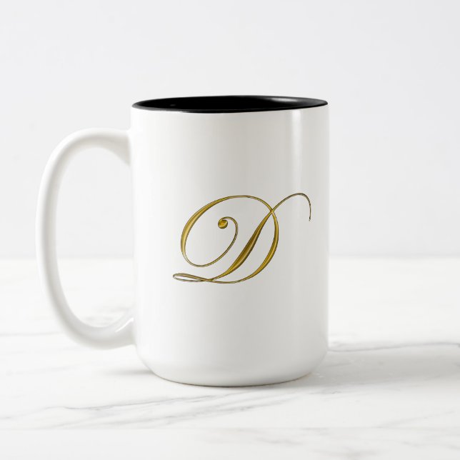 Monograma Dourado D Mugs e Canecas de cerveja (Esquerda)