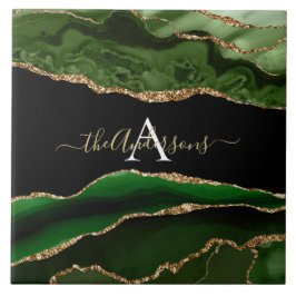 Monograma Dourado de brilho e agitação verde