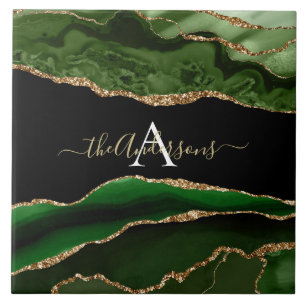 Monograma Dourado de brilho e agitação verde