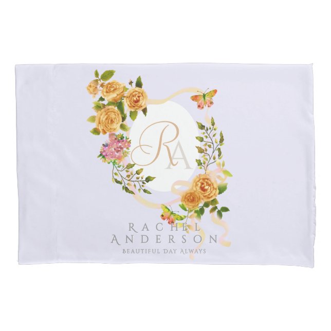 Monograma Dourado de fita Rosa Roxo (Frente)