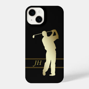 Monograma Dourado de Golfer Silhout