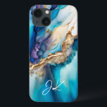 Monograma Dourado de Mármore Azul Moderno Personal<br><div class="desc">O moderno Monograma Dourado de Marble Monograma Personalizado apresenta seu monograma personalizado em uma tipografia elegante de escrita de caligrafia em um fundo azul e mármore de ouro moderno. Presente perfeito para ela no aniversário, mãe no Dia de as mães, irmã ou bestie no Natal e feriados. Elaborado por ©Evco...</div>