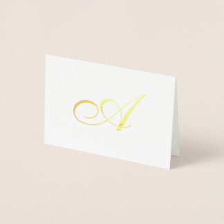 Monograma Dourado de Script Elegante - Cartão de N