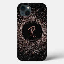 Monograma Dourado e Preto, cor-de-rosa