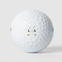 Monograma Dourado Elegante Bolas Iniciais de Golfe