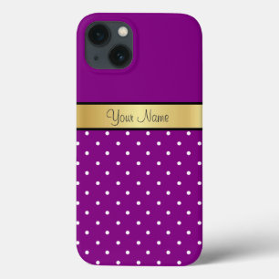 Monograma Dourado em Bolinhas violetas roxas e bra