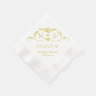 Monograma Dourado guardanapo de papel