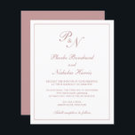 Monograma Dusty Rosa Pink Orçamento Convite de Cas<br><div class="desc">O convite de casamento do estilo tradicional, com um design simples e clássico com seu monograma inicial e seus nomes em um dentro de caligrafia elegante de uma fronteira fina. Todos os elementos de design estão cor-de-rosa rosa empoeirado sobre um fundo branco e podem ser alterados na ferramenta de edição...</div>