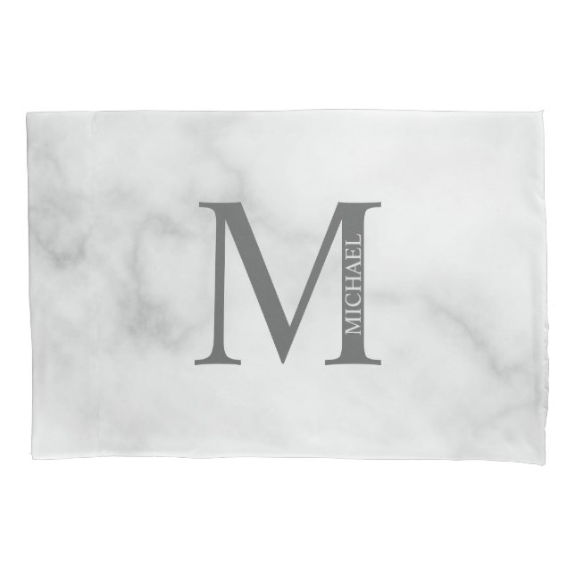 Monograma e Nome Personalizados do Marble Branco (Frente)