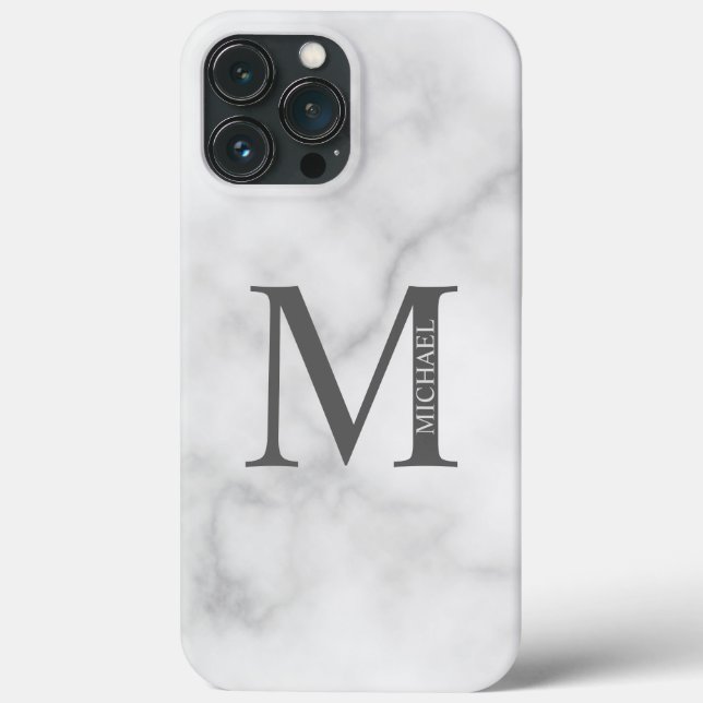 Monograma e Nome Personalizados do Marble Branco (Verso)