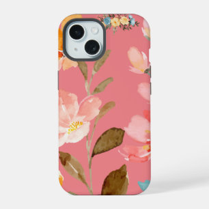 Monograma Elegante Aquarela Rosa
