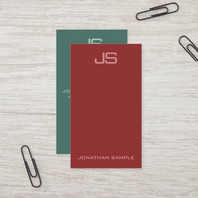 Monograma elegante Cartão de visita Vertical Moder (Frente/Verso In Situ)