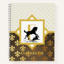 Monograma Elegante Cavalo Cachorro Ouro Bronze Fle