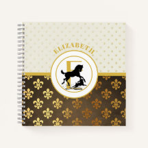 Monograma Elegante Cavalo Cachorro Ouro Bronze Fle