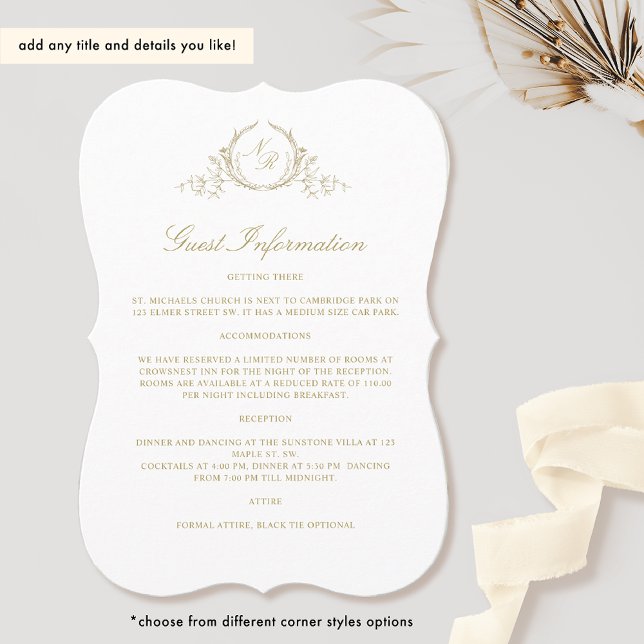 Monograma Elegante de Champagne de Cartão de Infor (Criador carregado)