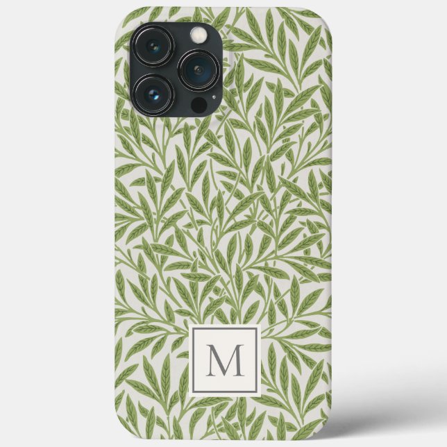 Monograma Elegante de Folhas de Salgueiro Verde Vi (Verso)