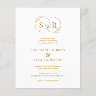 Monograma Elegante Dourado Script Moderno Casament