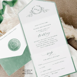 Monograma Elegante e Casamento por Aquarela Verde