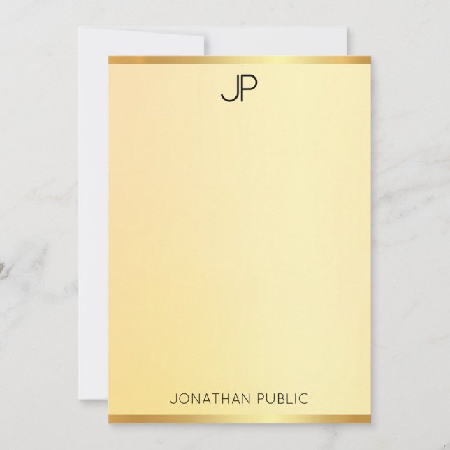 Monograma elegante Faux Dourado Modelo moderno sim (Frente)